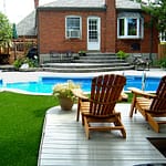 enjoying the back yard synthetic grass in woodbridge ontario