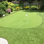 Gardens surround the golf green